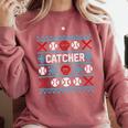 Baseball Catcher Ugly Christmas Sweater Pattern Sports Xmas Comfort Colors Sweatshirt Orchid Baseball Catcher Ugly Christmas Sweater Pattern Sports Xmas Comfort Colors Sweatshirt Orchid