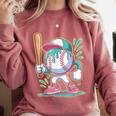 Baseball Character Cartoon Batter Drip Style Women Men Comfort Colors Sweatshirt Orchid Baseball Character Cartoon Batter Drip Style Women Men Comfort Colors Sweatshirt Orchid