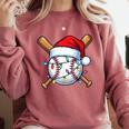 Baseball Christmas Lights Santa Christmas Baseball Player Comfort Colors Sweatshirt Orchid
