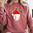 Baseball Christmas Reindeer Santa Hat Sports Player Xmas Comfort Colors Sweatshirt Orchid