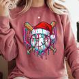 Baseball Christmas Santa Hat Baseball Christmas Drip Comfort Colors Sweatshirt Orchid