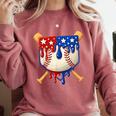 Baseball Drip American Flag Home Plate 4th Of July Patriotic Comfort Colors Sweatshirt Orchid