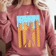 Baseball Drip Dripping Ice Cream Sport Player American Flag Comfort Colors Sweatshirt Orchid