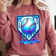 Baseball Drip Ice Cream Blue Glow Melt Ball Graphic Comfort Colors Sweatshirt Orchid