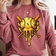 Baseball Drip Ice Cream Camo Cool Comfort Colors Sweatshirt Orchid