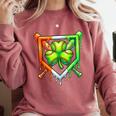 Baseball Drip Ice Cream St Patricks Day Shamrock Lucky Comfort Colors Sweatshirt Orchid