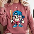 Baseball Drippy Style Apparel For Boys Youth Cool Baseball Comfort Colors Sweatshirt Orchid