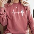 Baseball Heartbeat Pitcher Position Simple Line Art Comfort Colors Sweatshirt Orchid