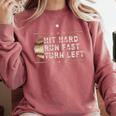 Baseball Hit Hard Run Fast Turn Left Men Boys Comfort Colors Sweatshirt Orchid Baseball Hit Hard Run Fast Turn Left Men Boys Comfort Colors Sweatshirt Orchid