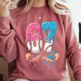 Baseball Ice Cream Drip 67 Hands Six Seven Boys Comfort Colors Sweatshirt Orchid