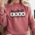 Baseball Mama Retro Groovy Baseball Mom Mother Game Day Comfort Colors Sweatshirt Orchid