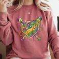 Baseball Mardi Gras Home Plate Ice Cream Drip Carnival Mask Comfort Colors Sweatshirt Orchid Baseball Mardi Gras Home Plate Ice Cream Drip Carnival Mask Comfort Colors Sweatshirt Orchid