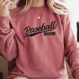 Baseball Mom 1970s Retro Cursive Font Comfort Colors Sweatshirt Orchid