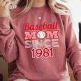 Baseball Mom Since 1981 Comfort Colors Sweatshirt Orchid