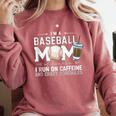 Baseball Mom Caffeine Fueled Game Day Essential Comfort Colors Sweatshirt Orchid