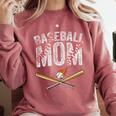 Baseball Mom Crossed Bats With Ball On Fire Distressed Comfort Colors Sweatshirt Orchid