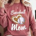 Baseball Mom Grandma Leopard Baseball Lover Fan Comfort Colors Sweatshirt Orchid