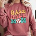Baseball Mom Groovy Baseball Mom Comfort Colors Sweatshirt Orchid