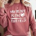 Baseball Mom My Heart Favorite Player On The Field Quote Comfort Colors Sweatshirt Orchid
