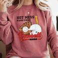 Baseball Mom Hot Mess Always Stressed Baseball Mama Comfort Colors Sweatshirt Orchid