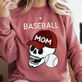 Baseball Mom Skull Sports Skeleton Comfort Colors Sweatshirt Orchid