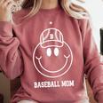 Baseball Mom Smile Face Shirt Varsity Cute Happy Face Women Premium Comfort Colors Sweatshirt Orchid