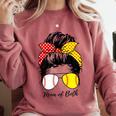 Baseball Mom Softball Mom Of Both Messy Bun Mother's Day Comfort Colors Sweatshirt Orchid Baseball Mom Softball Mom Of Both Messy Bun Mother's Day Comfort Colors Sweatshirt Orchid