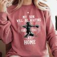 Baseball Mom My Son Will Be Waiting For You At Home Comfort Colors Sweatshirt Orchid Baseball Mom My Son Will Be Waiting For You At Home Comfort Colors Sweatshirt Orchid