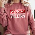 Baseball Mom Warning Uncontrollable Yelling Funny Sign Comfort Colors Sweatshirt Orchid