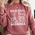 Baseball Momma Mom USA Flag 4th Of July Comfort Colors Sweatshirt Orchid