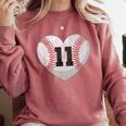 Baseball Number 11 Distressed Heart For Baseball Moms Comfort Colors Sweatshirt Orchid