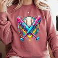 Baseball Player Ice Cream Drip Comfort Colors Sweatshirt Orchid
