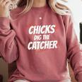 Baseball Seams Chicks Dig The Catcher Comfort Colors Sweatshirt Orchid Baseball Seams Chicks Dig The Catcher Comfort Colors Sweatshirt Orchid