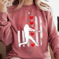 Baseball Silhouette Heart USA Flag Hearts American Boys Kids Comfort Colors Sweatshirt Orchid