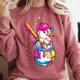 Baseball Snowman Drip Christmas Baseball Boys Men Kids Comfort Colors Sweatshirt Orchid