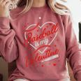 Baseball Is My Valentine Coach Player Lovers Cool Sport Love Comfort Colors Sweatshirt Orchid