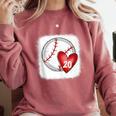 Bleached Custom Baseball Mom Number 20 Heart For Mom Comfort Colors Sweatshirt Orchid