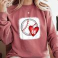 Bleached Custom Baseball Mom Number 68 Heart For Mom Comfort Colors Sweatshirt Orchid