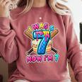 Blue Checkered I Was 6 Now I'm 7 Birthday Cake Baseball Drip Comfort Colors Sweatshirt Orchid Blue Checkered I Was 6 Now I'm 7 Birthday Cake Baseball Drip Comfort Colors Sweatshirt Orchid