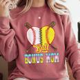 Bonus Mom Of Both Half Baseball Softball Ice Cream Drip Comfort Colors Sweatshirt Orchid