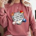 My Boy Might Not Always Swing But I Do Baseball Mom Mama Son Comfort Colors Sweatshirt Orchid