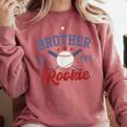 Brother Of Rookie 1st Birthday Baseball Boy Family Matching Comfort Colors Sweatshirt Orchid