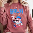 Bruh I'm 7 Baseball Ice Cream Drip It's My 7th Birthday Comfort Colors Sweatshirt Orchid