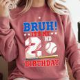 Bruh It's My 2nd Birthday Boy Baseball Themed Party Comfort Colors Sweatshirt Orchid Bruh It's My 2nd Birthday Boy Baseball Themed Party Comfort Colors Sweatshirt Orchid