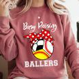Busy Raising Ballers Baseball Softball Soccer Mom Premium Tri-Blend Comfort Colors Sweatshirt Orchid