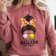 Busy Raising Ballers Softball Messy Bun Baseball Mom Comfort Colors Sweatshirt Orchid Busy Raising Ballers Softball Messy Bun Baseball Mom Comfort Colors Sweatshirt Orchid