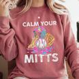 Calm Your Mitts Baseball Ice Cream Drip Crossed Bats Sport Comfort Colors Sweatshirt Orchid