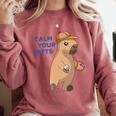 Capybara Calm Your Mitts Baseball Mom Sport Lover Tee Comfort Colors Sweatshirt Orchid