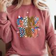 Checkered Leopard Game Day Baseball Men Women Kids Comfort Colors Sweatshirt Orchid