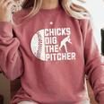 Chicks Dig The Pitcher Baseball Comfort Colors Sweatshirt Orchid Chicks Dig The Pitcher Baseball Comfort Colors Sweatshirt Orchid